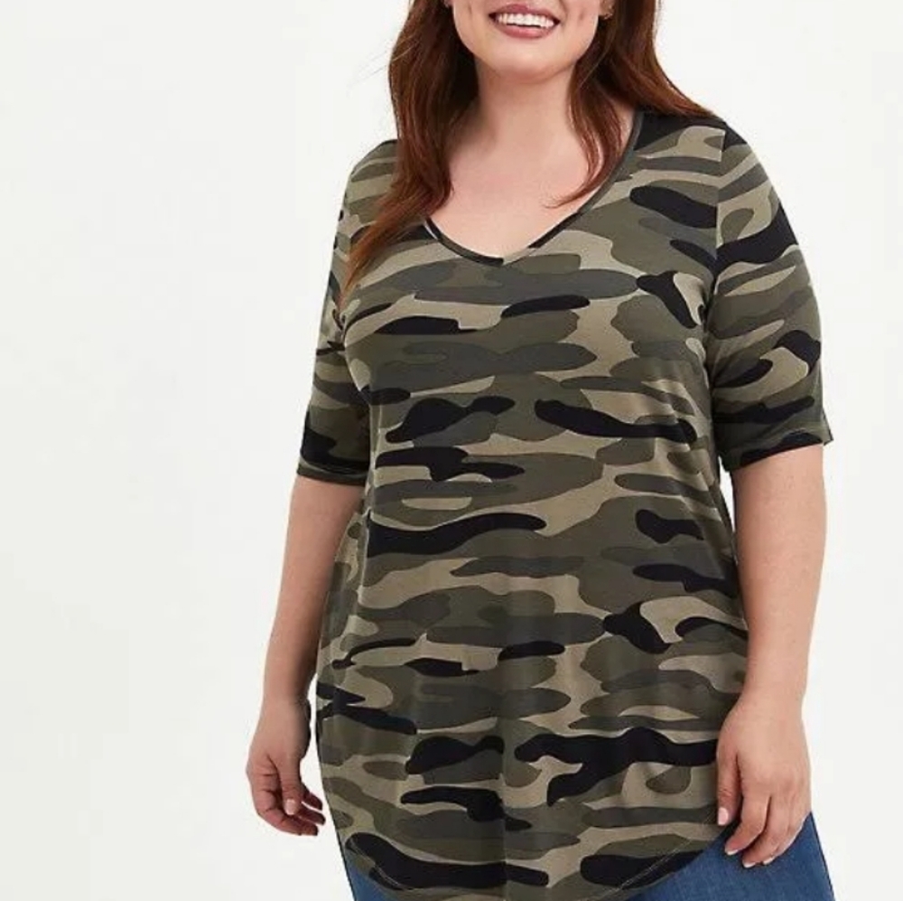 Torrid Super Soft Army Green Camoflauge   Tunic
